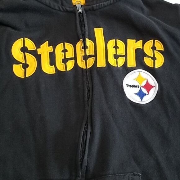Pittsburgh Steelers Hoodie Youth Large (14-16) Stated Full-Zip Black Team App. - Picture 6 of 9